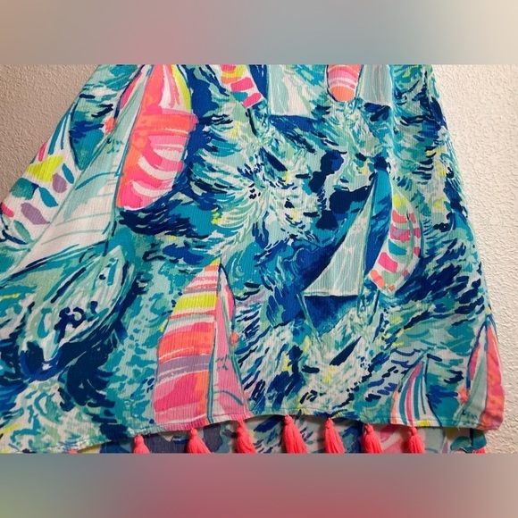 Lilly Pulitzer XXS Roxi halter dress sailboats tropical print tassels - Picture 13 of 13